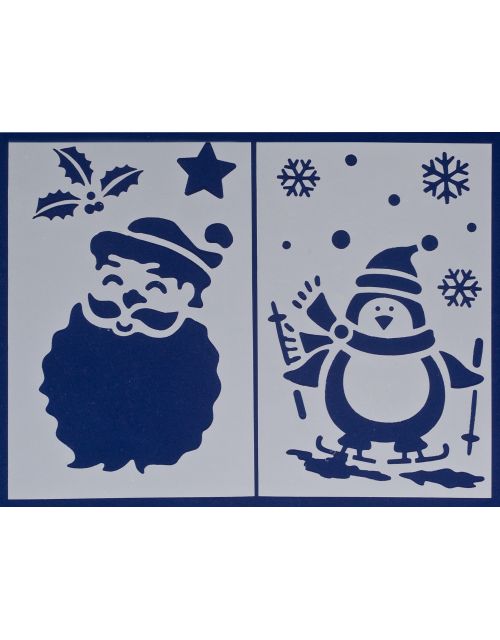 2 Sjablonen pinguin/kerstm 16x25cm