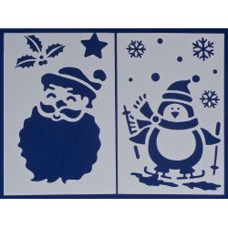 2 Sjablonen pinguin/kerstm 16x25cm