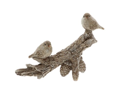 2 vogels op hout l16b5.5h11.5 bruin