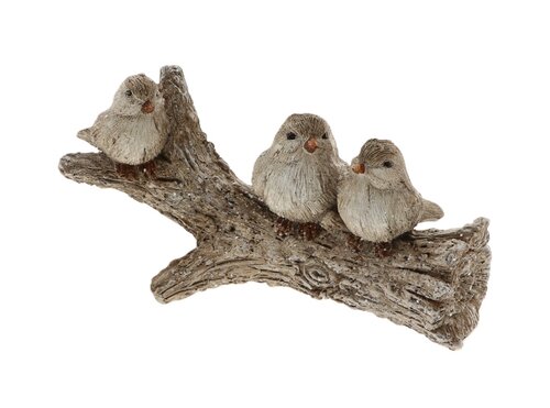 3 vogels op hout l19b8h9cm bruin
