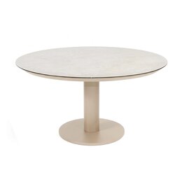4SO Sarah low dining tafel latte met printed keramiek top 130 cm Ø