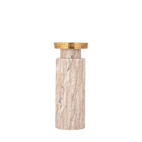PTMD Alani Beige marble ribbed candle holder M - afbeelding 1