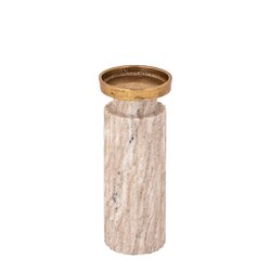 PTMD Alani Beige marble ribbed candle holder M - afbeelding 2