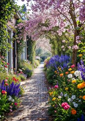 All seasons bloemenstraat in de lente 70x100cm