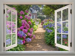 All seasons Raamkozijn hortensia's 100x70CM