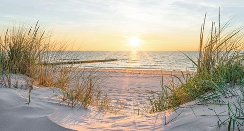 All Seasons tuinposter Strand ondergaande zon 130x70CM
