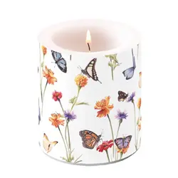 Ambiente Candle medium Butterfly garden white