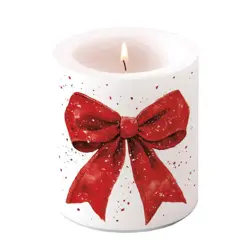 Ambiente Candle medium Fancy bow red/white