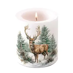 Ambiente Candle medium Winter stag white