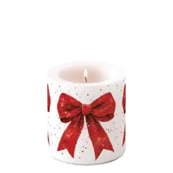 Ambiente Candle small Fancy bow red/white