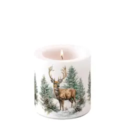 Ambiente Candle small Winter stag white
