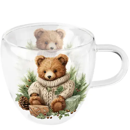 Ambiente Double-walled glass 0.2 L Cuddle bear