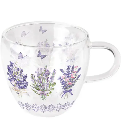 Ambiente Double-walled glass 0.2 L Lovely lavender white