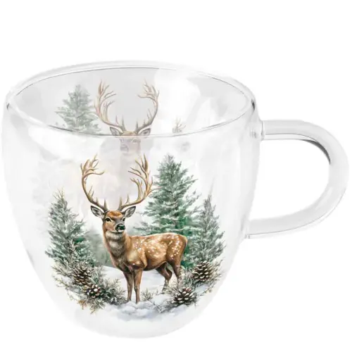 Ambiente Double-walled glass 0.2 L Winter stag white