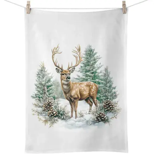 Ambiente Kitchen towel Winter stag white