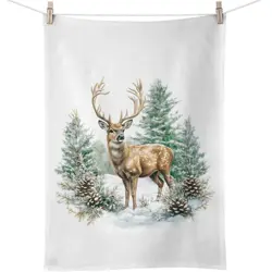 Ambiente Kitchen towel Winter stag white