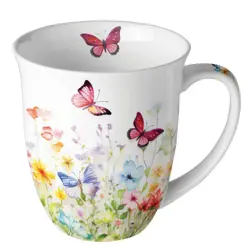 Ambiente Mug 0.4 L Butterflies in field white