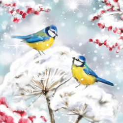 Ambiente Napkin 25 Birds in the snow FSC Mix