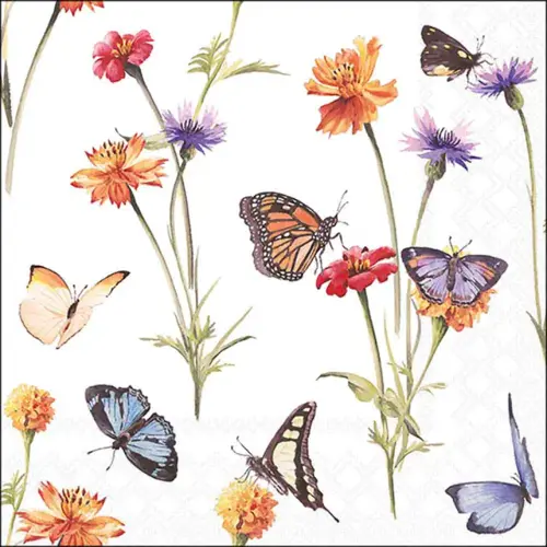 Ambiente Napkin 33 Butterfly garden white FSC Mix
