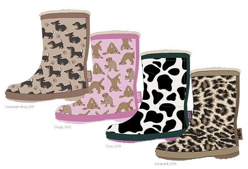 Angro XQ KIDS PRINTED RUBBER RAIN BOOTS FUR + PRINTS 23/24 SAUSAGE DOG