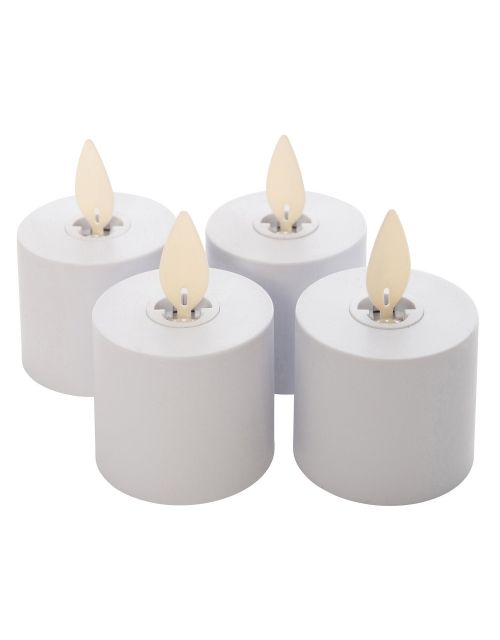 Anna's Collection Uitbreidingsset oplaadbare theelichten 3.8x6cm Wit met bewegende vlam  werkt op ac - afbeelding 1