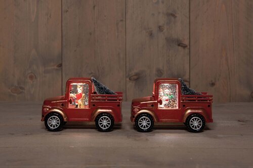 Anna's Collection Auto Met Glitterwater 3Xaaa Batterij 13X16Cm 2 Assorti In Display Warm Wit