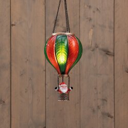 Anna's Collection B.O. LUCHTBALLON MET KERSTMAN 20LED MET VLAMEFFECT 14X25CM ROOD/GROEN / 2XAAA IP44