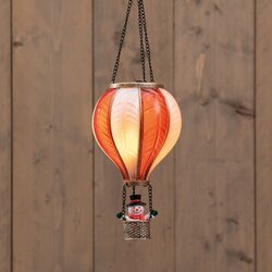 Anna's Collection B.O. LUCHTBALLON MET SNEEUWMAN 20LED MET VLAMEFFECT 14X25CM WIT/ROOD / 2XAAA IP44 