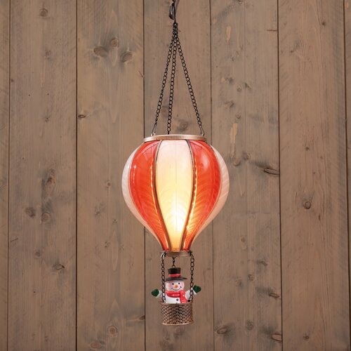 Anna's Collection B.O. LUCHTBALLON MET SNEEUWMAN 24LED MET VLAMEFFECT 20X35CM WIT/ROOD/ 2XAA IP44 BA