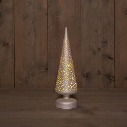 Anna's Collection B.O.T. GLAS BOOMPJE MAT CHAMPAGNE MET STERREN 9X30CM / 10LED WARM WIT 3XAA MET TIM