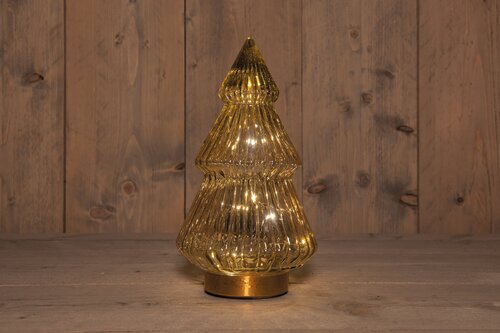 Anna's Collection B.O.T. Glazen Boom Amber 10L Met Gouden Voet 15X28,5Cm 3Xaa Met Timer