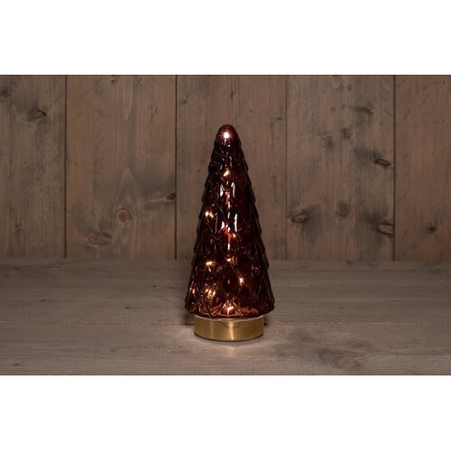 Anna's Collection B.O.T. Glazen Boom Bordeaux Met Gouden Voet 10,5X24,5Cm 3Xaaa On/Off/6U Timer