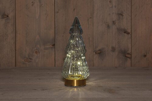 Anna's Collection B.O.T. Glazen Boom Grijs 10L Met Gouden Voet 10X23,5Cm 3Xaaa Met Timer