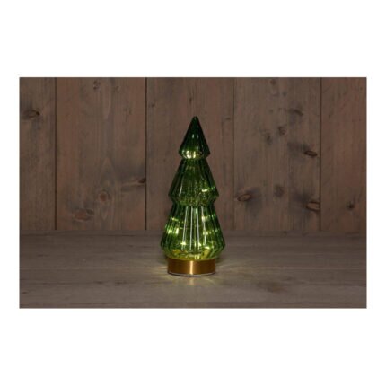 Anna's Collection B.O.T. Glazen Boom Groen 10L Met Gouden Voet 10X23,5Cm 3Xaaa Met Timer