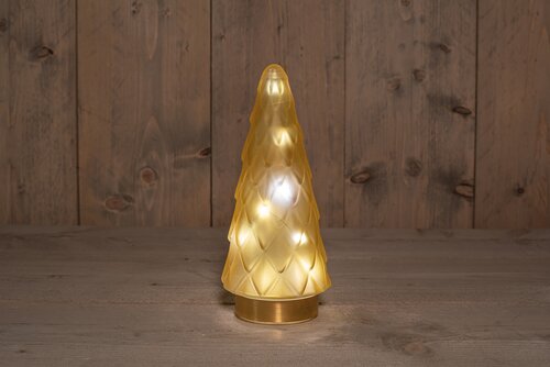 Anna's Collection B.O.T. Glazen Boom Mat Goud Met Gouden Voet 10,5X24,5Cm 3Xaaa On/Off/6U Timer
