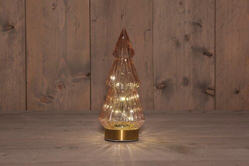 Anna's Collection B.O.T. Glazen Boom Roze Met Gouden Voet 10X23,5Cm 3Xaaa Met Timer