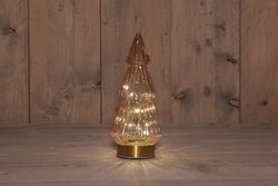Anna's Collection B.O.T. Glazen Boom Roze Met Gouden Voet 10X23,5Cm 3Xaaa Met Timer