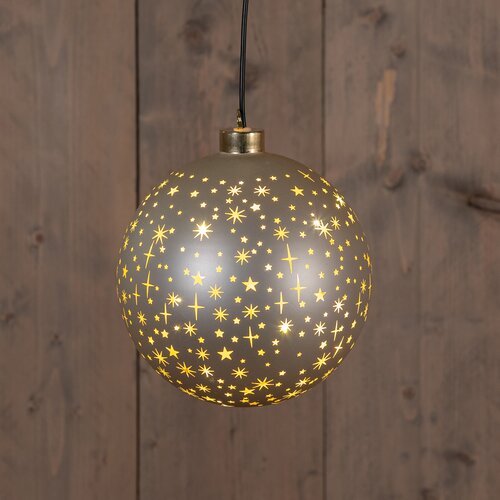 Anna's Collection BAL GLAS DRAAIEND LED OP BATTERIJ 15CM CHAMPAGNE