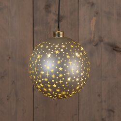 Anna's Collection BAL GLAS DRAAIEND LED OP BATTERIJ 15CM CHAMPAGNE