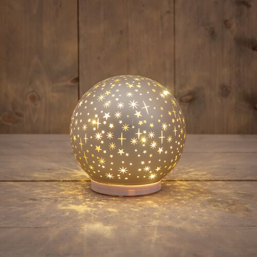 Anna's Collection BAL GLAS OP VOET DRAAIEND LED OP BATTERIJ 15CM CHAMPAGNE