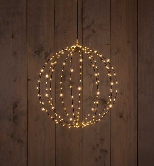 Anna's Collection BAL ZWART 40CM/ 192 LED CLASSIC WARM (24 FLASH) - 5M AANLOOPSNOER - AAN / DIMMER /