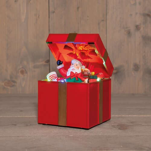 Anna's Collection BEWEGEND GESCHENK KERSTMAN  OP 3AA BATTERIJ MET DC AANSLUITING 12,5X20CM LED GEKLE