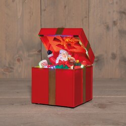 Anna's Collection BEWEGEND GESCHENK KERSTMAN  OP 3AA BATTERIJ MET DC AANSLUITING 12,5X20CM LED GEKLE