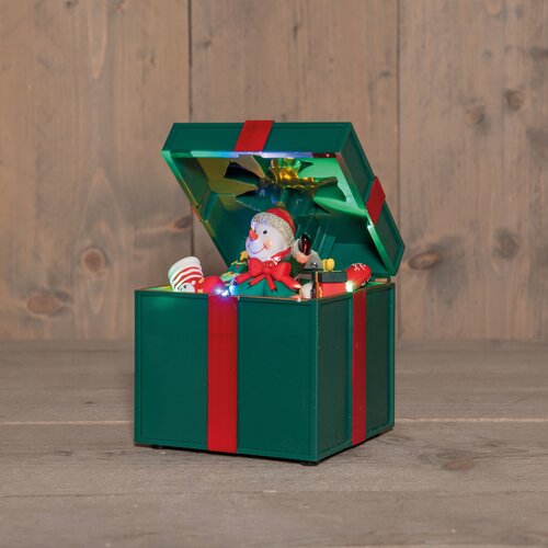 Anna's Collection BEWEGEND GESCHENK SNEEUWPOP OP 3AA BATTERIJ MET DC AANSLUITING 12,5X20CM LED GEKLE