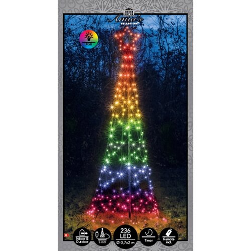 Anna's Collection Boom Met Ster 236Led Ip44 Trafo Inclusief Paal, Afstandsbediening En 6 Grondpennen