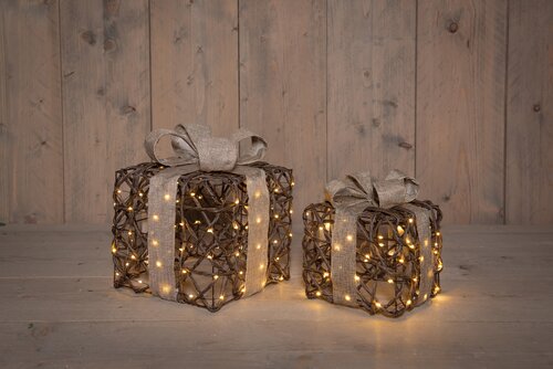 Anna's Collection CADEAUDOOS NATUREL 50LED CLASSIC WARM SET VAN 2 15X15X17CM (8713619451751) EN 20X2