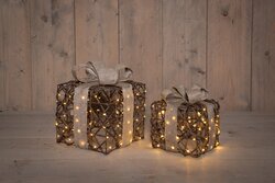 Anna's Collection CADEAUDOOS NATUREL 50LED CLASSIC WARM SET VAN 2 15X15X17CM (8713619451751) EN 20X2