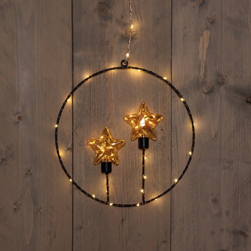 Anna's Collection CIRKEL MET TWEE STERLAMPJES 42LED CLASSIC OP BATTERIJ MET TIMER IP20 3X28X29CM ZWA