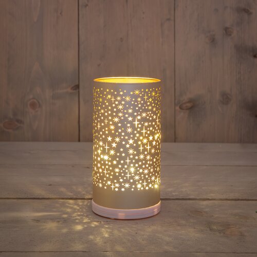 Anna's Collection CYLINDER GLAS DRAAIEND LED BATTERIJ  USB AANSLUITING 9X17CM CHAMPAGNE