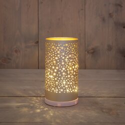 Anna's Collection CYLINDER GLAS DRAAIEND LED BATTERIJ  USB AANSLUITING 9X17CM CHAMPAGNE